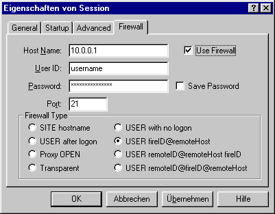 Proxy-Einstellungen bei WS_FTP