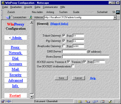 Winproxy-Konfiguration: Netzwerkeinstellungen