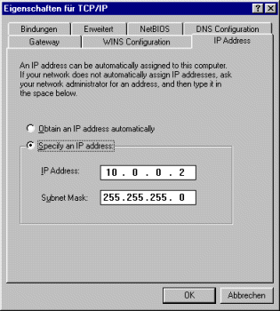 Einstellen der IP-Adresse
