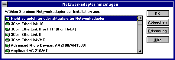 Auswahl des Treibers